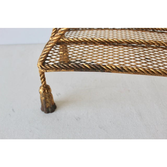 Mid 20th Century Italian Mid-Century Gilded Rope Tassels Magazine Book Rack For Sale - Image 9 of 11