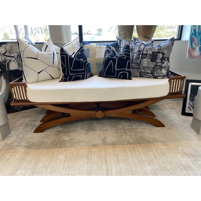 1980s 1980s Vintage Wood Daybed With Cushion For Sale - Image 5 of 6