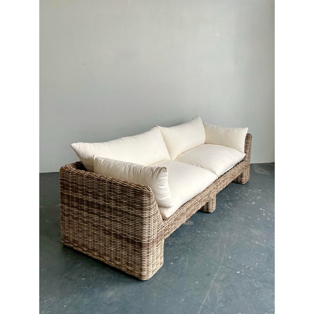 Vintage Boho Holt Woven Resin Rattan Outdoor Sofa For Sale - Image 10 of 12
