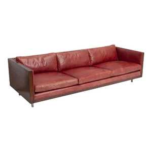 Brazilian 1960's Oxblood Rosewood Sofa by Celina Decorações in Leather, Midcentury Brazilian Design