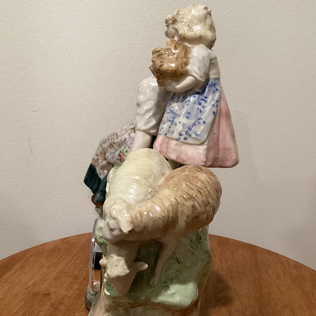 Antique German Porcelain Figural Mantel Clock 19th Century For Sale - Image 12 of 13