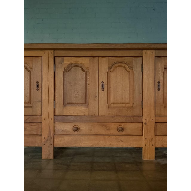 Mid 1900s Rustic French Light Oak Paneled Sideboard For Sale - Image 4 of 6