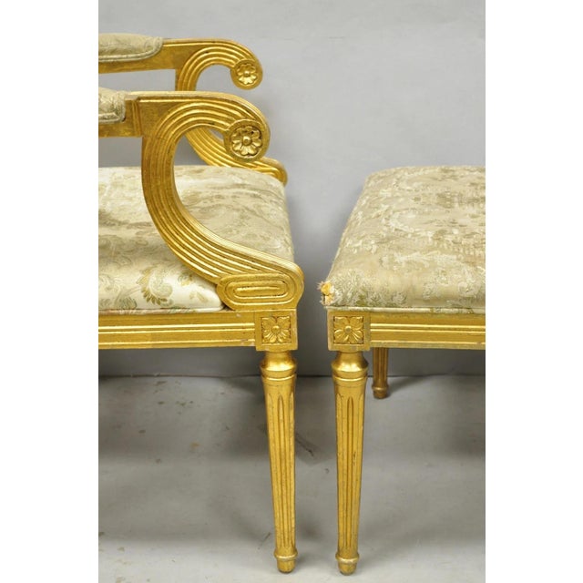 Late 20th Century Neoclassical Regency Style Gold Carved Wood Dining Room Chairs - Set of 10 For Sale - Image 9 of 18