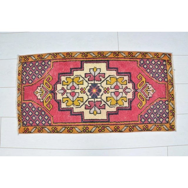 Red Handmade Oushak Outdoor Mat Rug For Sale - Image 6 of 6