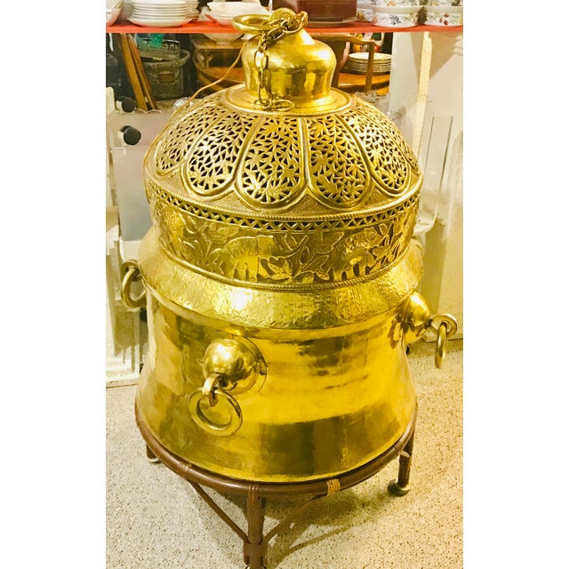 1960s Morrocan Brass Chandelier and Planter - 2 Piece Set 52'' For Sale - Image 13 of 13