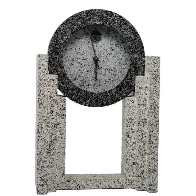 Wood 1980s Empire Art Products Faux Granite Marble Memphis Milano Style Clock For Sale - Image 7 of 7