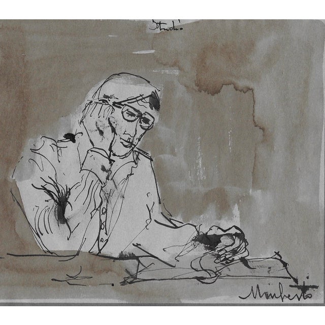 Umberto Roberto (Roman) Romano (1905 - 1984). Born Italy, worked in New York City and Provincetown. MCM watercolor and ink...