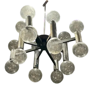 Mid-Century Modern Chrome 16-Globe Chandelier