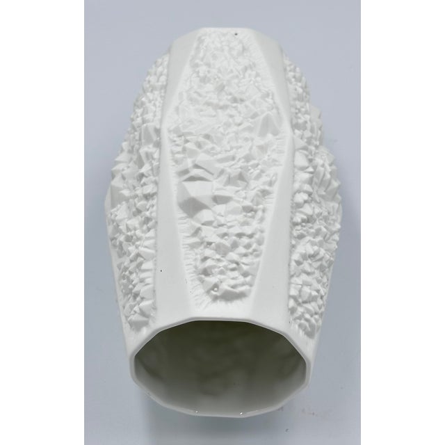 A.K. Kaiser 1960's a.k. Kaiser Bisque Porcelain Vase Germany Op Art Crystal Relief Model 273 For Sale - Image 4 of 6