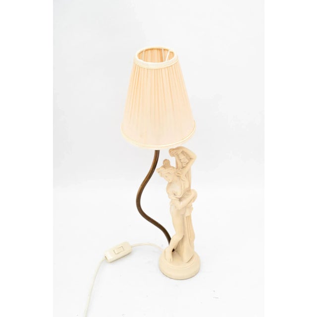Cast Artificial Marble Table Lamp with Fabric Shade, Vienna, Austria, 1960s For Sale - Image 4 of 10
