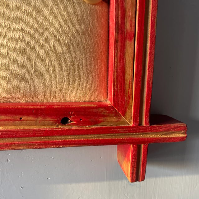 Red Large Signed Mary Teeter Folk Art Textile – “Sing Loud When You Don’t Know the Words” (2005) Bird Button and Embroidery Collage For Sale - Image 8 of 12