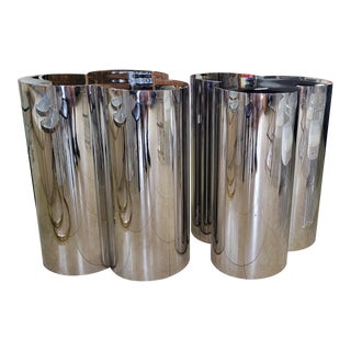 Chrome Tables Bases/Pedestals- a Pair For Sale