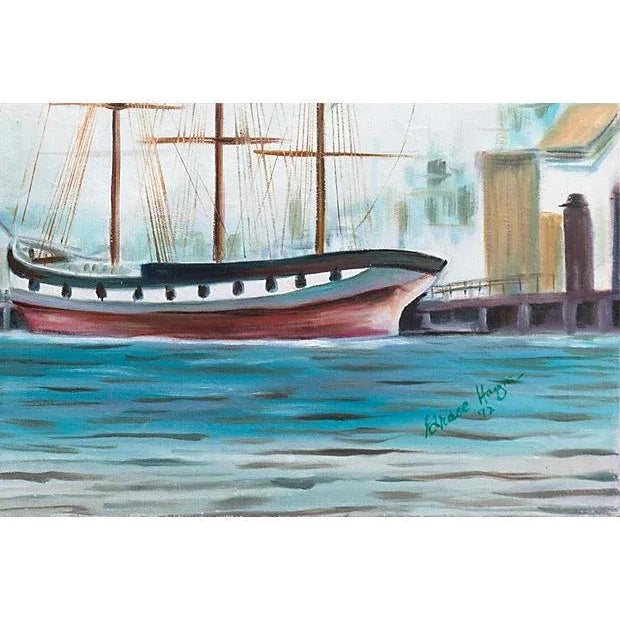 'Three Master in San Francisco Bay' by Grace Hayne, 1972, American Artist, Telegraph Hill, Coit Tower For Sale In Monterey, CA - Image 6 of 8