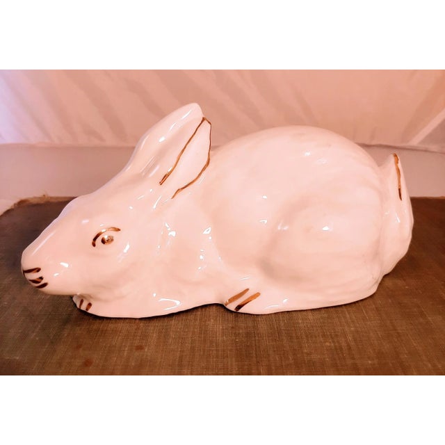 Porcelain White Bunny Rabbit Gold Accent For Sale In Fayetteville, AR - Image 6 of 6