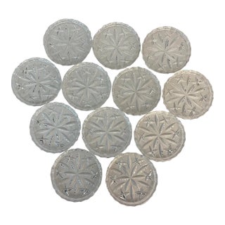 Mid-Century Hollywood Regency Crystal Coasters - Set of 12. For Sale