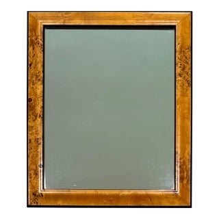 Late 20th C. Art Deco Revival Burl Wood and Black Wall Mirror For Sale