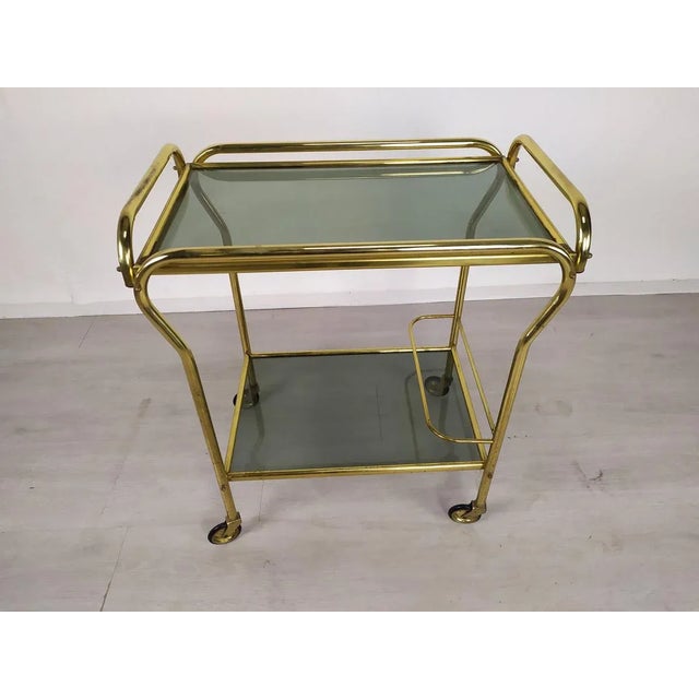 Vintage Gold Brass Bar Cart, 1960s For Sale - Image 3 of 17