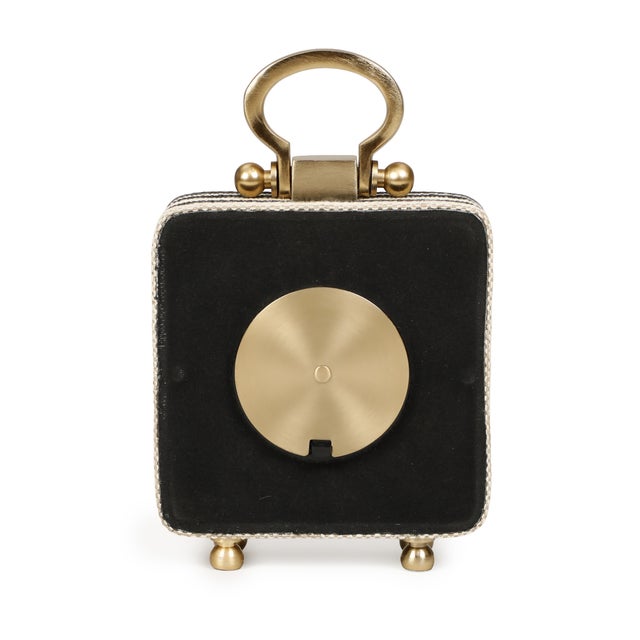 Metal Mona Black Striped Standing Accent Clock For Sale - Image 7 of 8