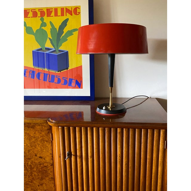 Lumi Oscar Torlasco, Mid-Century Red Table Lamp, Lumi, Italy 1954 For Sale - Image 4 of 12