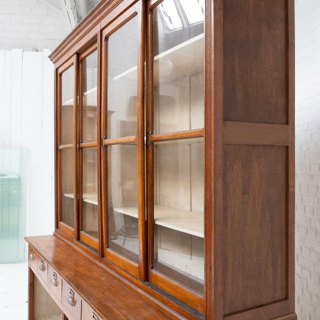 1940s Bookcase with Sliding Doors, 1940s For Sale - Image 5 of 10