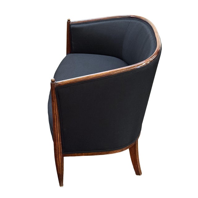 Mid 20th Century French Sofa or Settee in the Art Deco Style Upholstered in Black Linen For Sale - Image 5 of 14