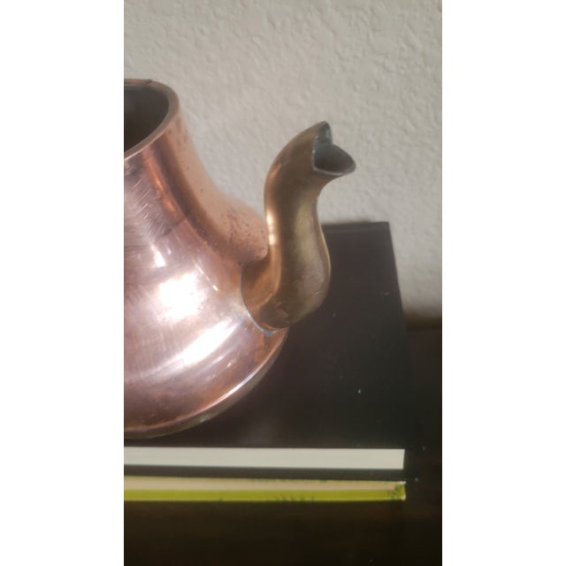 Copper Vintage Copper and Brass Tea Pot For Sale - Image 8 of 9