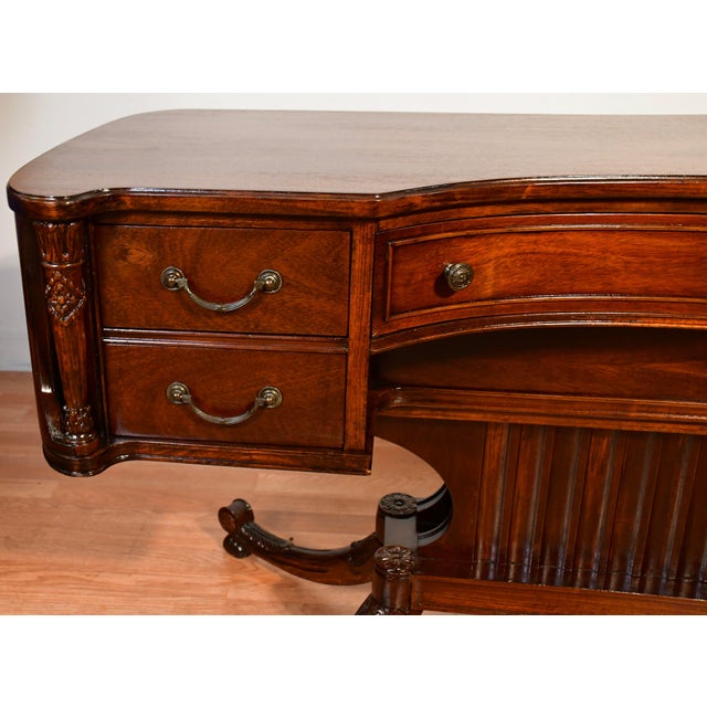1920s Antique English Regency Style Mahogany Vanity Desk / Makeup Table For Sale - Image 4 of 17