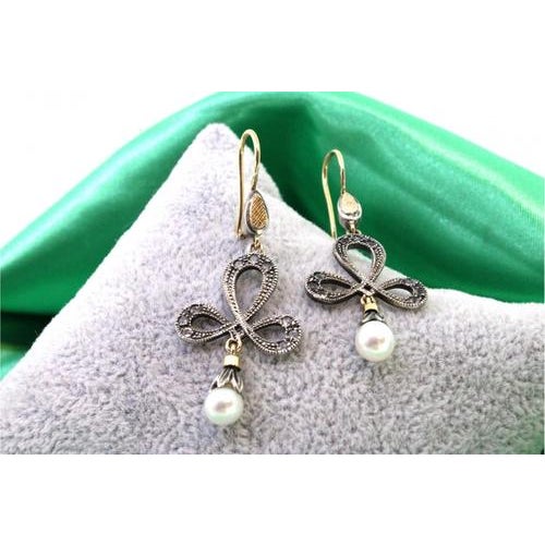 Gold and Silver Earrings, Set of 2 For Sale - Image 5 of 7