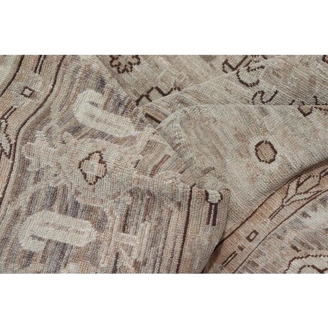 Finely Made Tabriz Design Rug in a Soft Taupe Field and Accents in Brown 8'9 X 11'7 For Sale - Image 10 of 11
