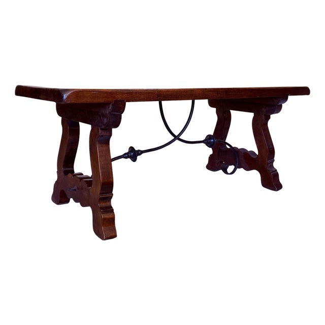 Early 20th Century Spanish rectangular coffee table with lyre Legs For Sale