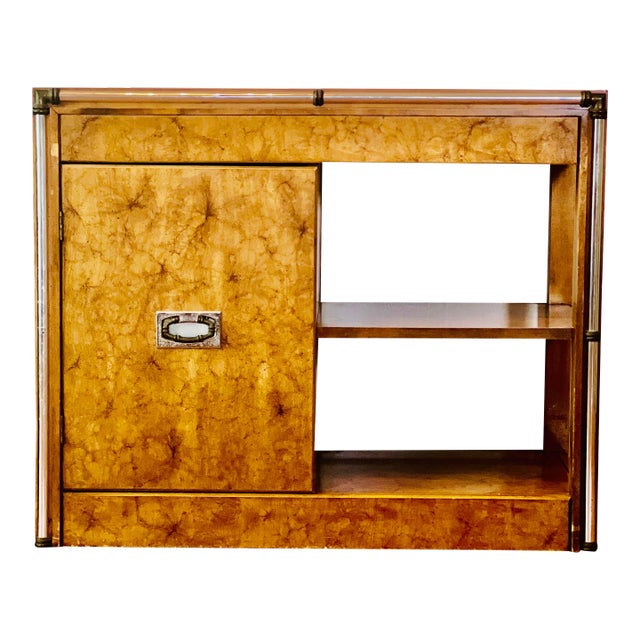 Midcentury Hollywood Regency Expandable Burl Wood Server For Sale