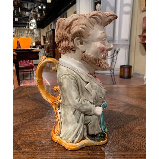 Early 20th Century French Onnaing Barbotine Camille Pelletan Pitcher For Sale In Dallas - Image 6 of 13
