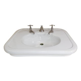 Antique 1908 Thomas Maddock's Son's Co. Vitreous China Console / Top-Mount (Drop-In) Sink For Sale