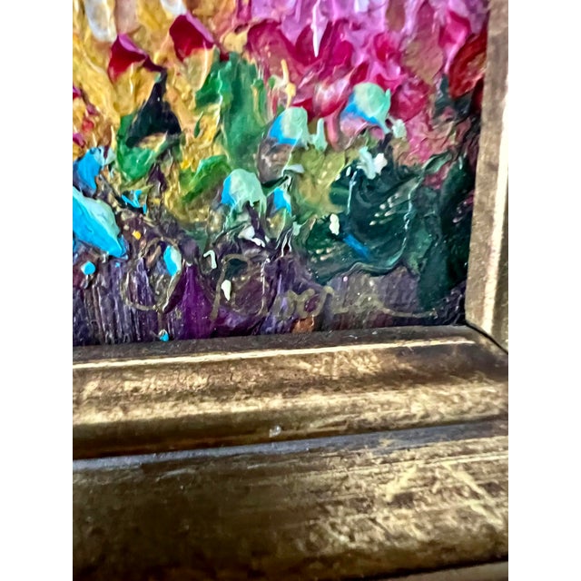 Wood Mid- Century Framed Vintage Mediterranean Coastal Village Oil Painting For Sale - Image 7 of 18