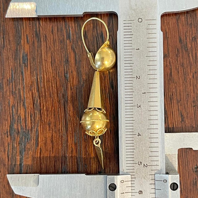 Late 19th Century Gold Etruscan Revival Night and Day Earrings - 2 Pieces For Sale - Image 9 of 10