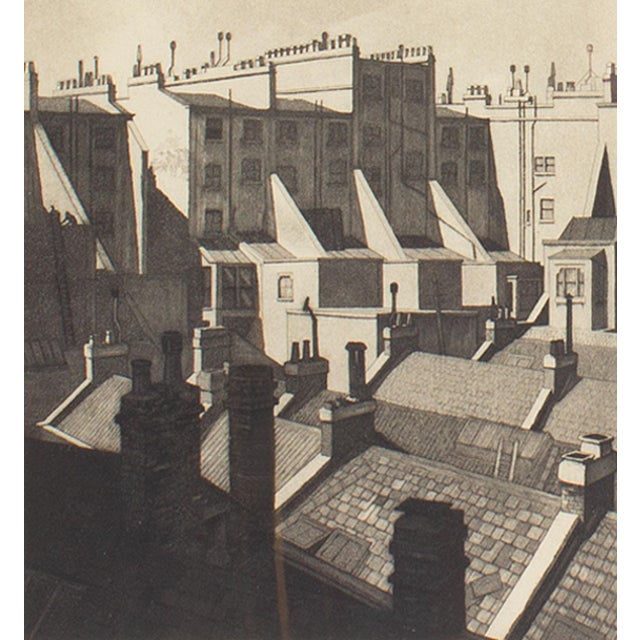 An aquatint print, titled Kensington, by the English artist Geoffrey Heath Wedgwood (1900-1977). This print features a...