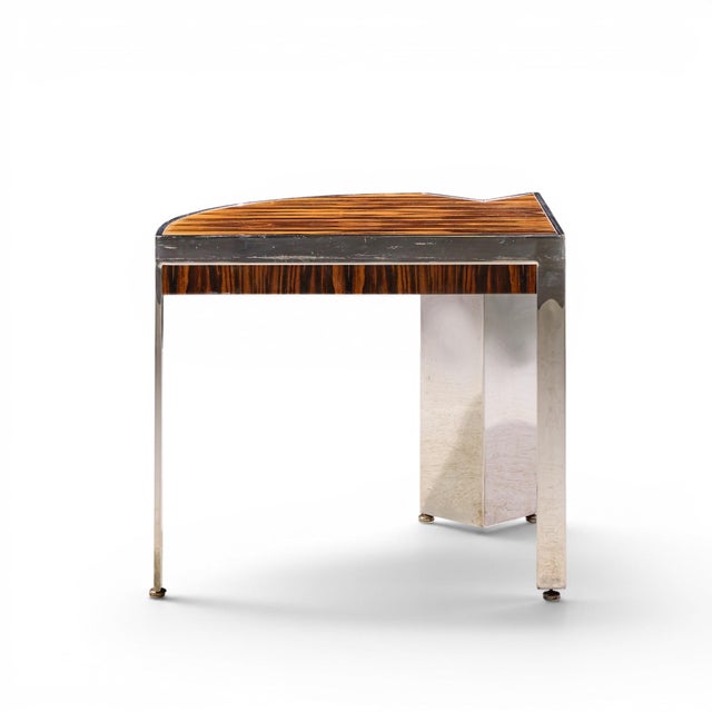 Leon Rosen for Pace Mezzaluna Mid Century Steel and Rosewood Side End Table For Sale In Chicago - Image 6 of 9