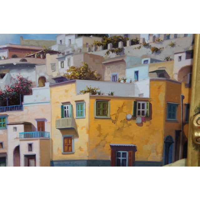 Amleto Colucci Italian Coastal Seascape Cityscape Giclee on Canvas 34" For Sale - Image 9 of 12