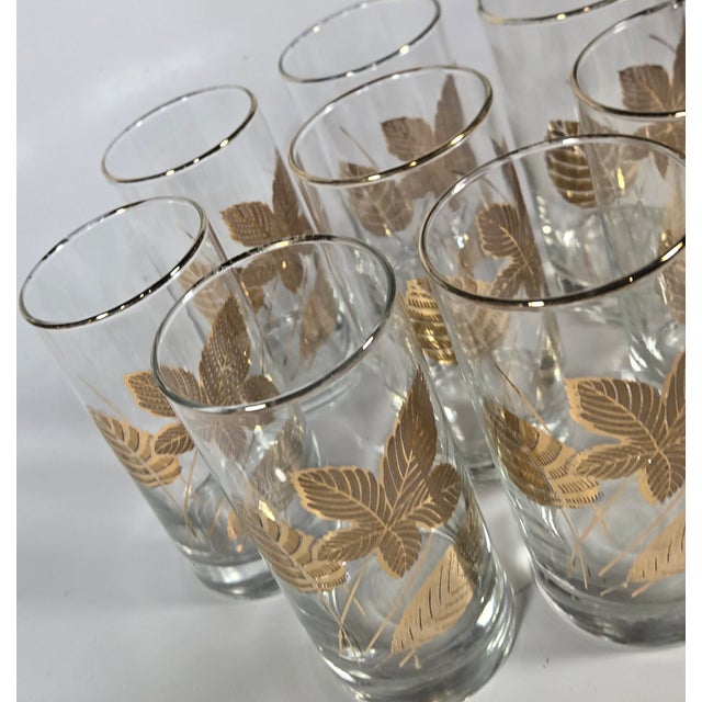 Mid Century 22kt Gold Leaf Tumblers- Set of Eight For Sale - Image 9 of 12