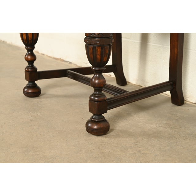 Berkey & Gay Antique English Jacobean Carved Walnut Dining Chairs, Set of Five For Sale - Image 10 of 13