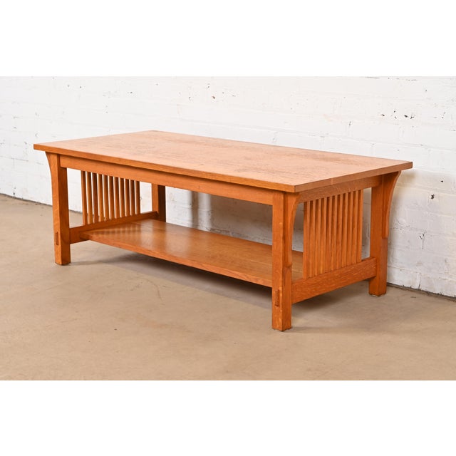 Mission Stickley Mission Oak Arts & Crafts Two-Tier Coffee Table For Sale - Image 3 of 9
