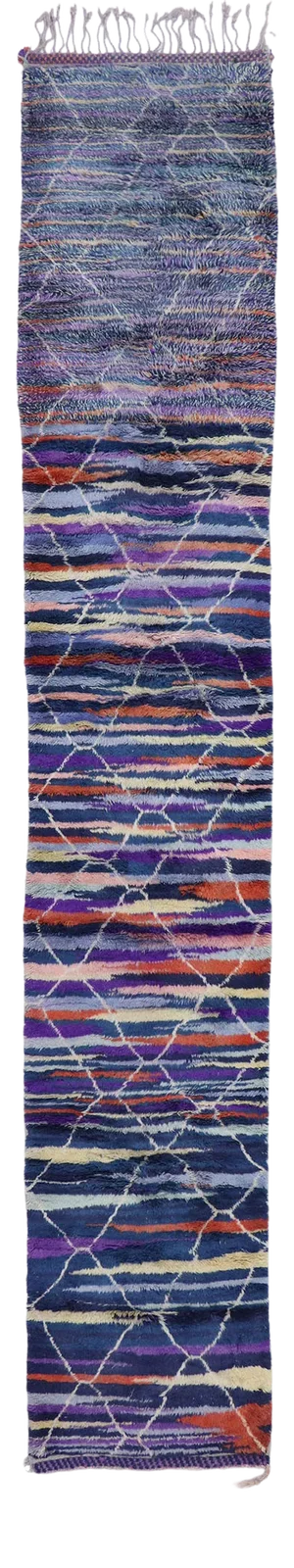 Berber Moroccan Runner Rug Inspired by Sol LeWitt - 02'04 X 13'05