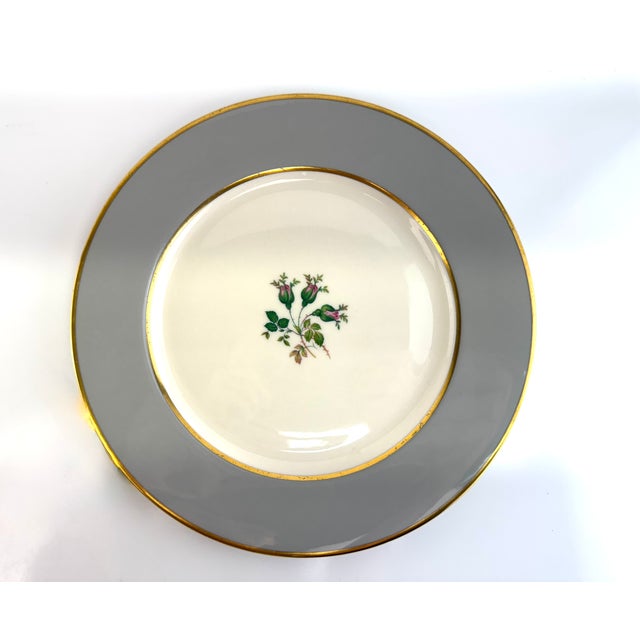 A refined set of ten vintage Flintridge China dinner plates, crafted in California and finished with a sophisticated gray...