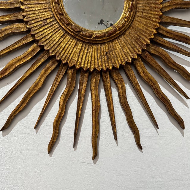 Mid-Century Modern Witches Sun Mirror in Gilded Wood, 1920s For Sale - Image 3 of 7