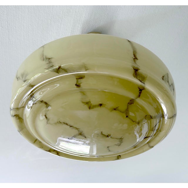 Art Deco Ivory Marble Glass Pendant Light, 1930s For Sale - Image 4 of 18
