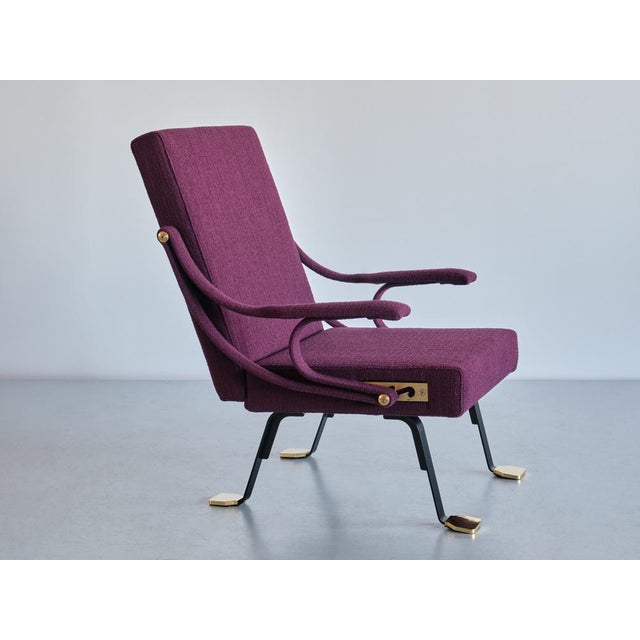 Digamma Armchair in Purple Dedar Fabric & Brass by Ignazio Gardella, 2010s For Sale - Image 10 of 17
