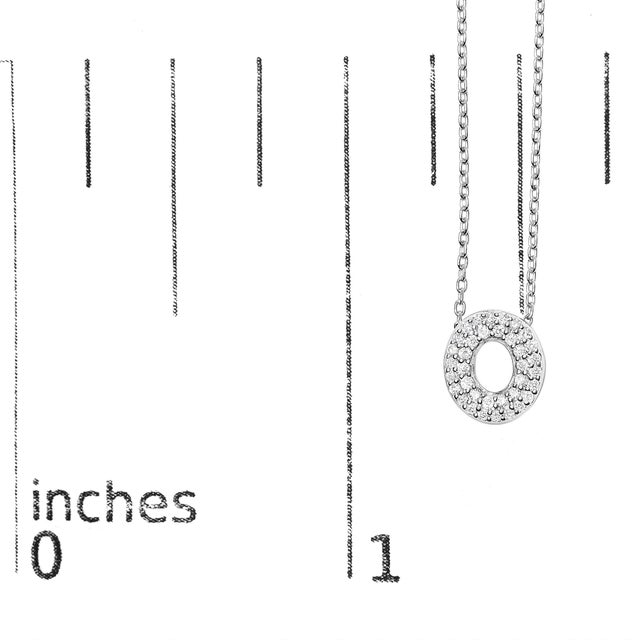 Early 21st Century 10K White Gold Diamond Accent "O" Initial Bubble Pendant Necklace For Sale - Image 5 of 5