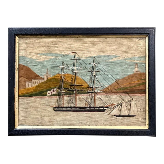 British Sailor's Woolwork of Royal Navy Ships in a Bay For Sale