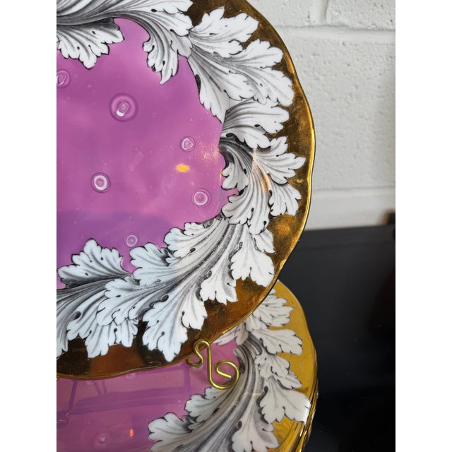 A very unique set of eight dinner plates much in the style of Piero Fornasetti, designed and created by Brenda Taylor...
