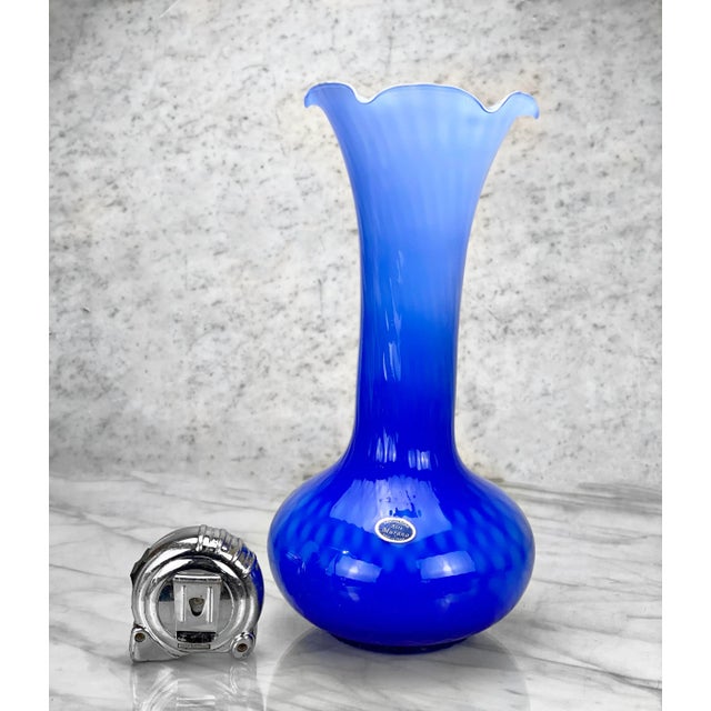 A Cobalt Blue Blown Art Glass Flared Vase by Lavorazione Arte Murano, Italy, c.1970. This Vase would look exceptional...